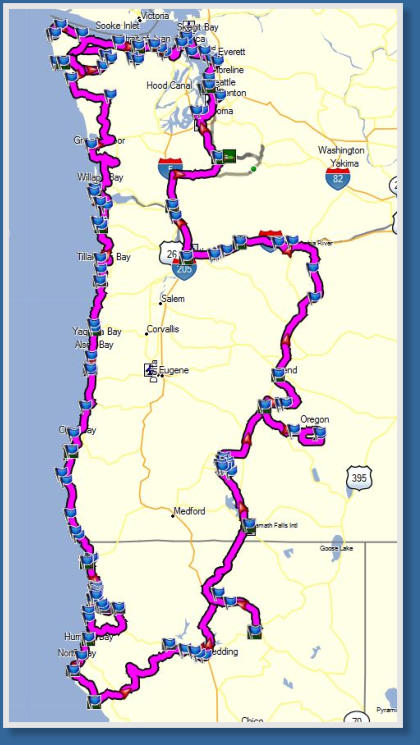 Die Route der "Into the North - The Lighthouse-Tour 2016"