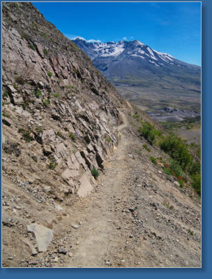 Weg zum Spirit Lake Overlook, Mount St. Helens National Volcanic Monument, WA