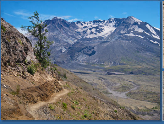 Weg zum Spirit Lake Overlook, Mount St. Helens National Volcanic Monument, WA