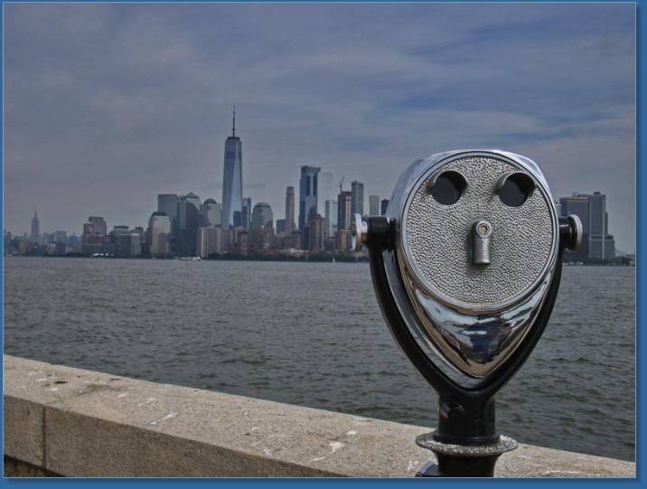 Blick von Ellis Island auf Manhattan